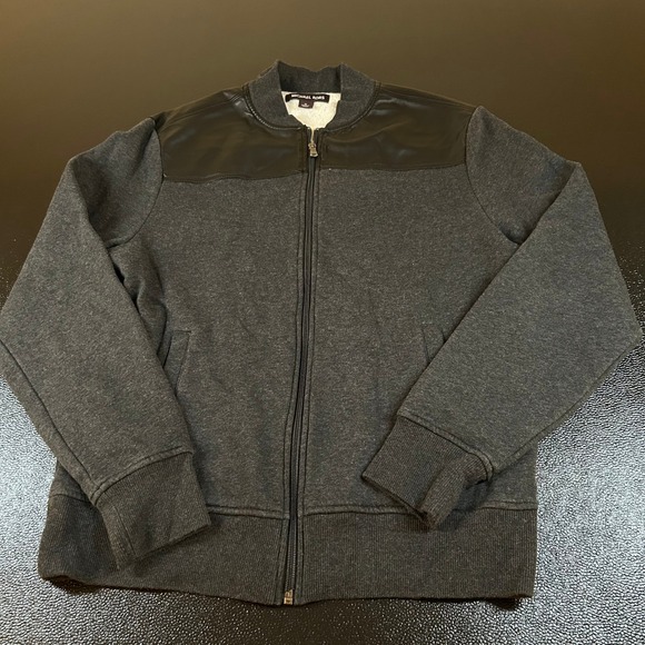 Michael Kors Full Zip Jacket Gray Black Pockets Outdoor Comfort Mens Medium - Picture 1 of 8